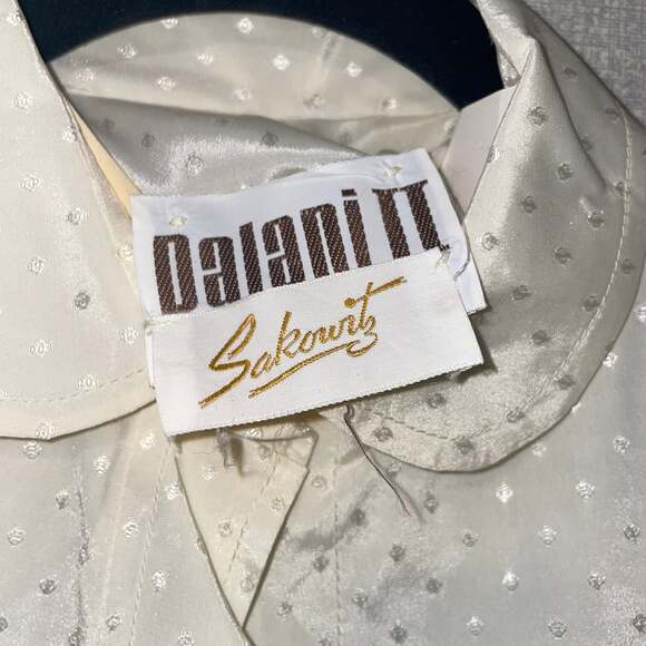 Vintage Delani II Sakowitz Ivory Polka Dot Prairie Dress with Belt - Picture 4 of 9